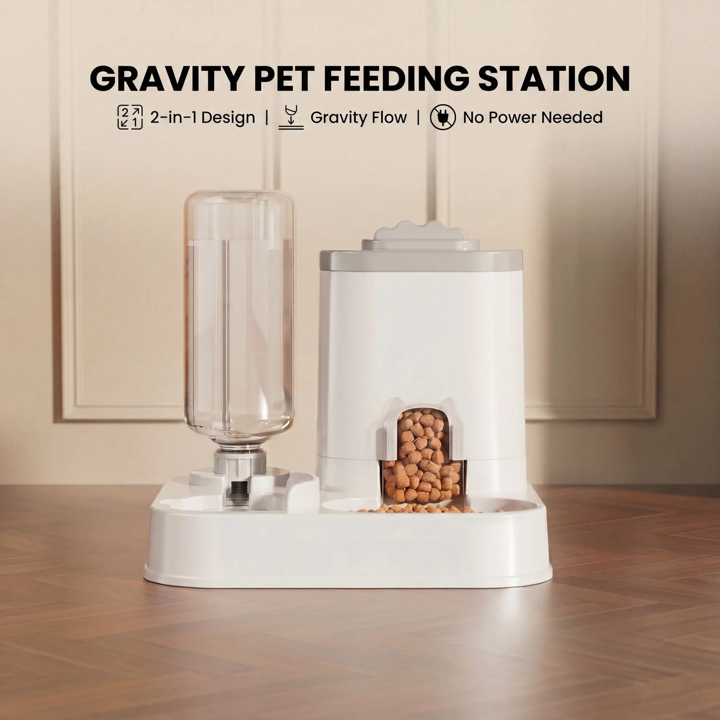 2-In-1 Gravity Pet Feeder and Water Dispenser - Convenient and Hassle-Free Design