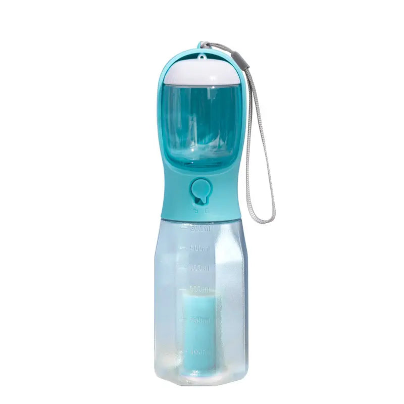 3-in-1 Portable Dog Water Bottle & Travel Bowl with Treat Container & Poop Bag Holder - Ideal for Outdoor Adventures with Large Dogs - 20oz Blue