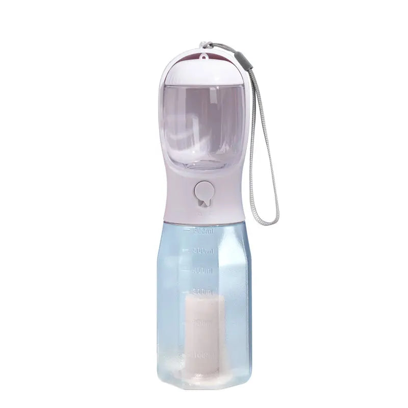 3-in-1 Portable Dog Water Bottle & Travel Bowl with Treat Container & Poop Bag Holder - Ideal for Outdoor Adventures with Large Dogs - 20oz Blue