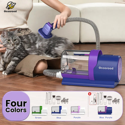 Geoorood All-In-One Dog Grooming Kit with Vacuum Brush, 2.5L Capacity, Stainless Steel Blades, Lightweight Design, 13Kpa Suction Force, Portable Cleaning Set